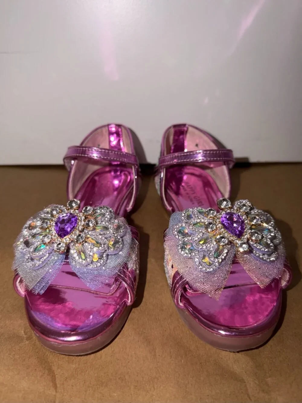 Happy Girl Pink Princess Rhinestone Dress Shoes - Korean Size 190 (US 12)
